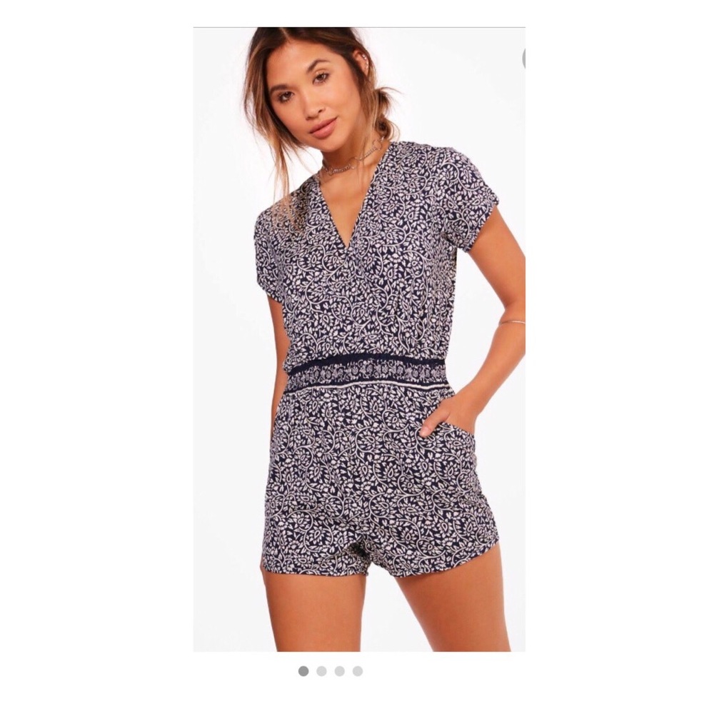 Navy and white romper